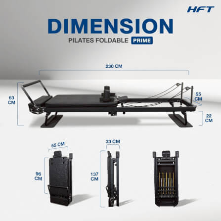 PILATES REFORMER HOMEFITTOOLS พับได้ พร้อมอุปกรณ์เสริม รุ่น PRIME สีเทา_8